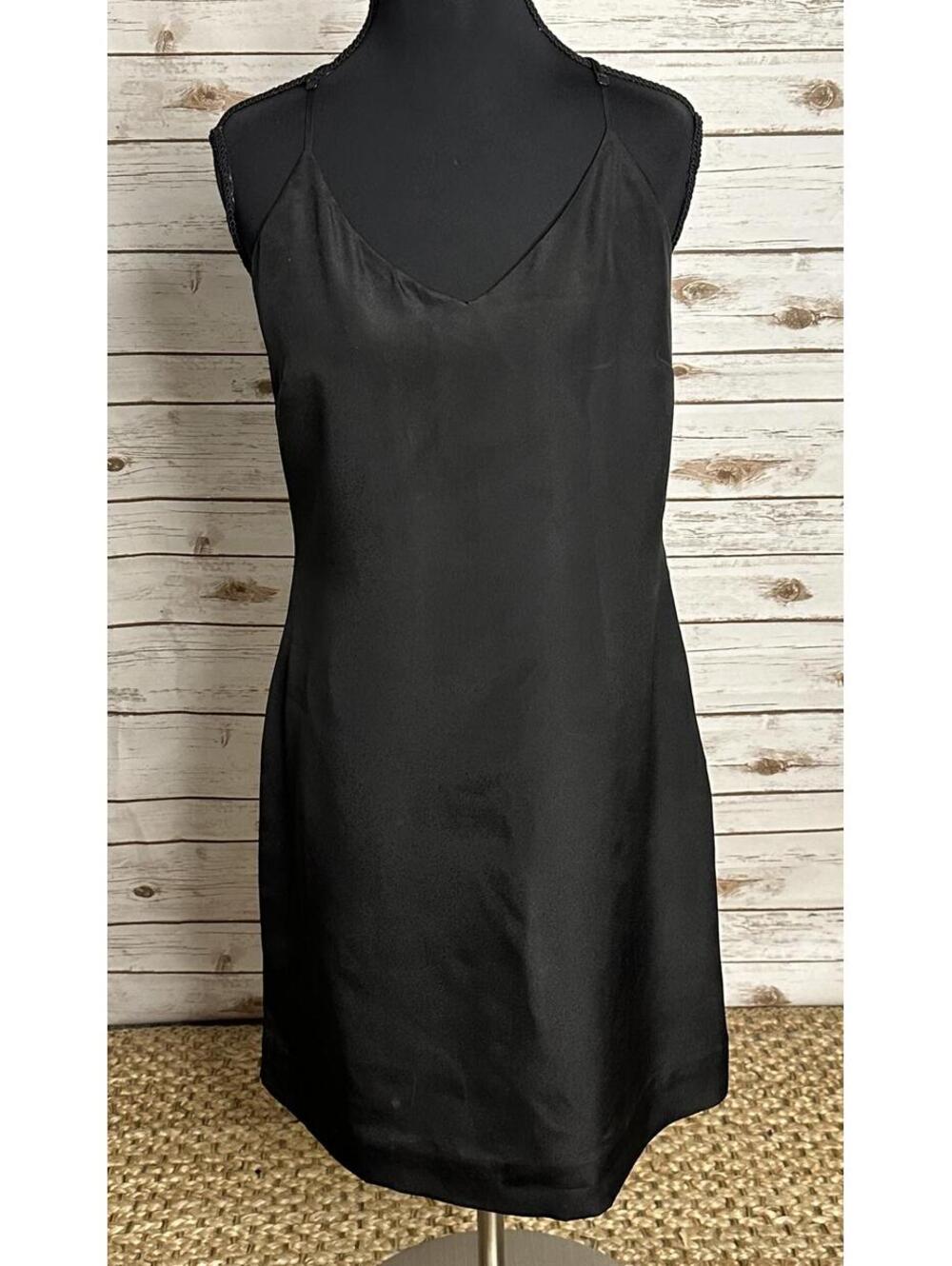 J.Crew black minimalist 90s V-neck racerback tank/slip dress Size 2